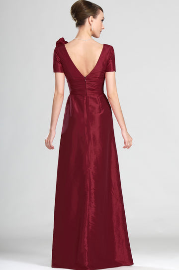 Elegant Burgundy Short Sleeve Mother Of The Bride Dress MBDA001
