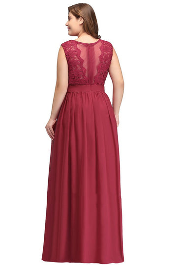 Burgundy Long Plus Size Bridesmaid Dress BPPBD004