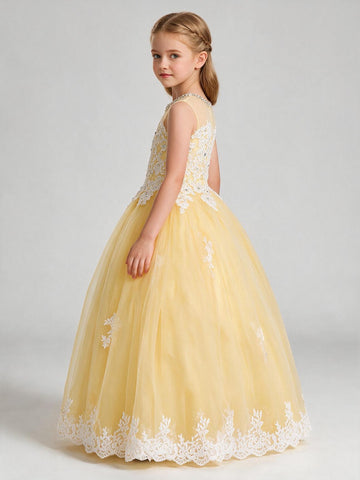 Gold Ball Gown Kids Prom Dress ACH105
