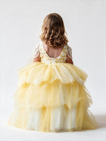 Yellow Ball Gown Flower Girl Dress ACH160