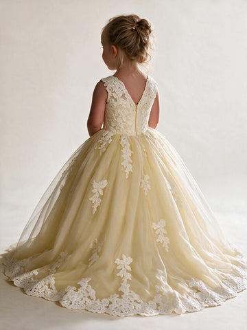 Yellow Toddler Ball Gown Flower Girl Dress ACH164