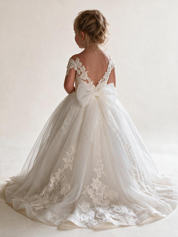 Long Sleeves Ball Gown Flower Girl Dress ACH185