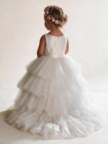 White High Low Flower Girl Dress ACH197
