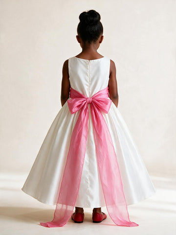 White Chiffon Toddler Flower Girl Dress ACH241