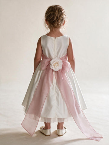 White Satin Toddler Flower Girl Dress ACH242