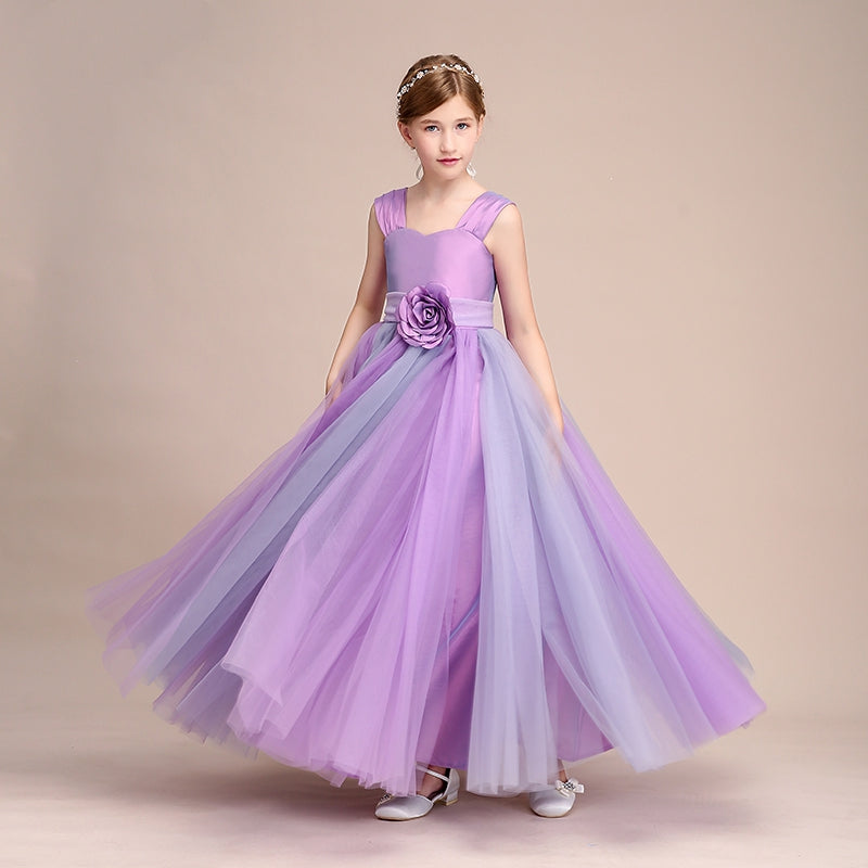 Purple Tulle Kids Girl Birthday Party Dress BCH041