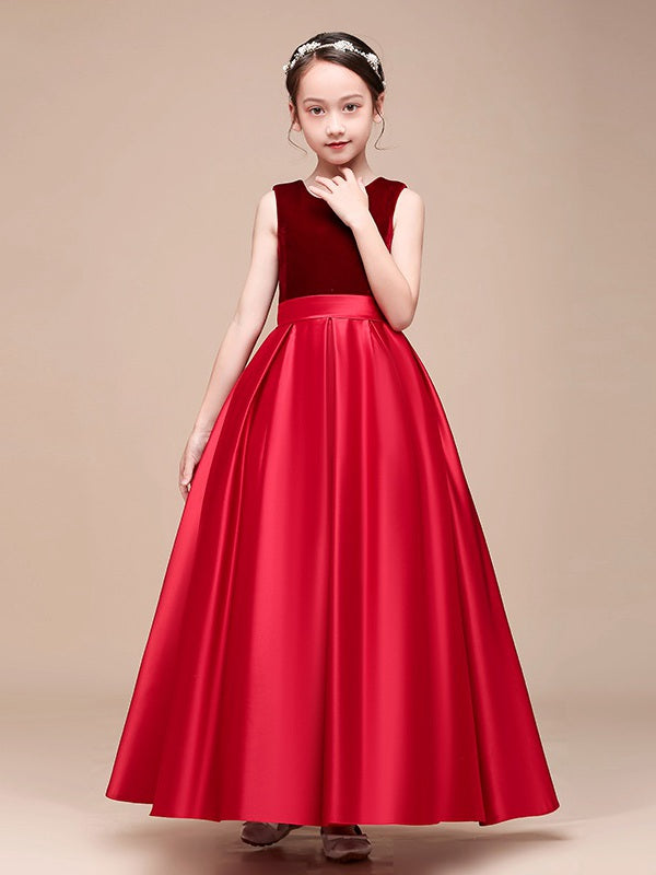 Burgundy Girl Pageant Dress With Bows BCH048