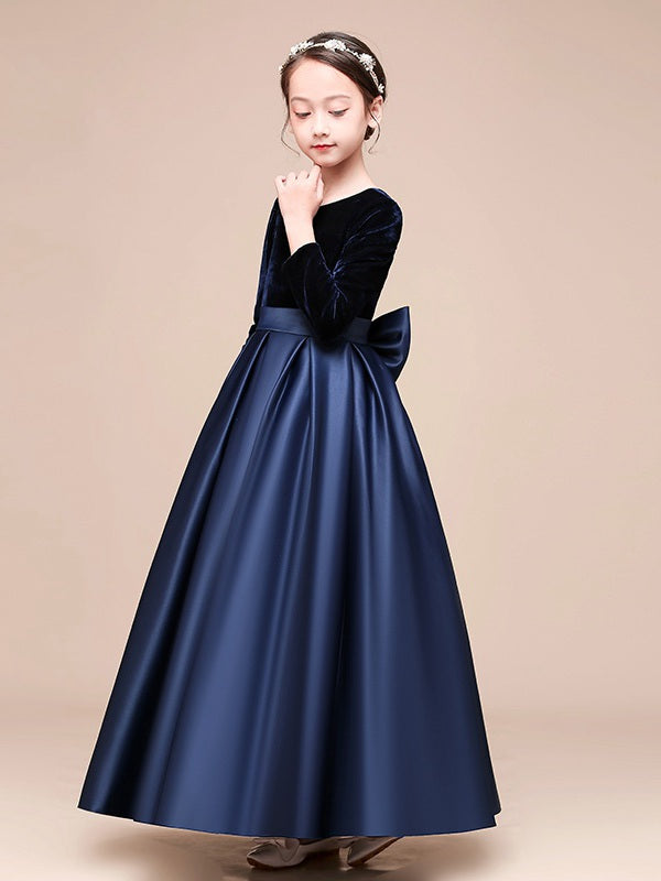 Navy Blue Junior Pageant Dress With Sashes BCH050