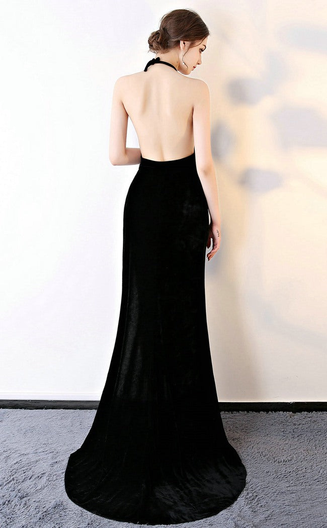 Sexy Black Prom Evening Gown Chiffon Dress
