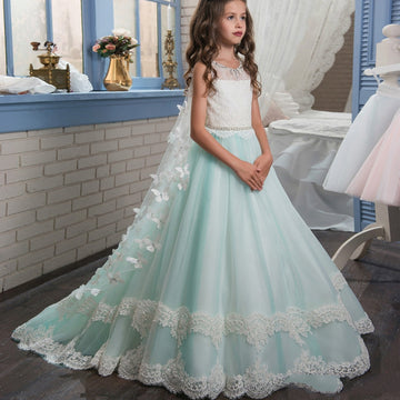 Princess Kids Prom Dress with Butterfly Cape for Girls CH0107