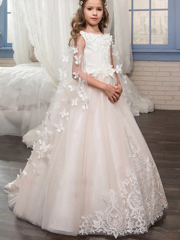 Princess Butterfly Capes Kids Flower Girl Dress for Girls BDCH0120