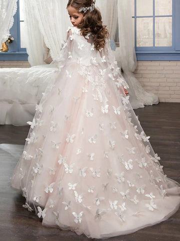 Princess Butterfly Capes Kids Flower Girl Dress for Girls BDCH0120