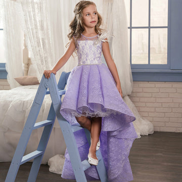 A-line High Low Purple Kids Prom Dress for Girls CH0133