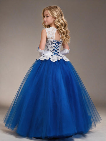 Lace Tulle Ball Gown Girls Prom Dress BDCH0159