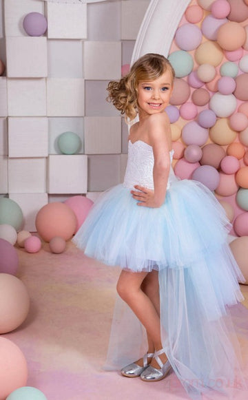 A-line Hight Low Champagne Kids Girls Party Dress CH0162