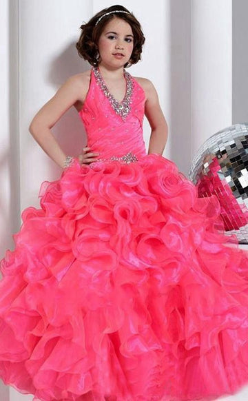 Ball Gown V-neck Watermelon Kids Girls Prom Dress CH0166