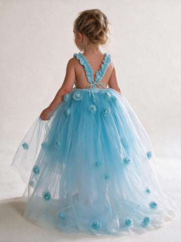 Princess Blue Toddler Flower Girl Dress CH0174