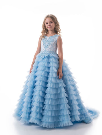 Princess Power Blue Kids Prom Dress CHK015