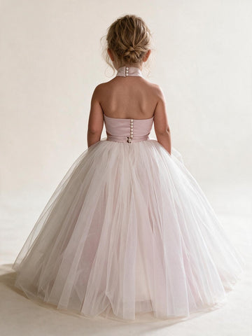Cute High Neck 2 Piece Kids Baby Toddler Flower GIrl Dress BDCHK176