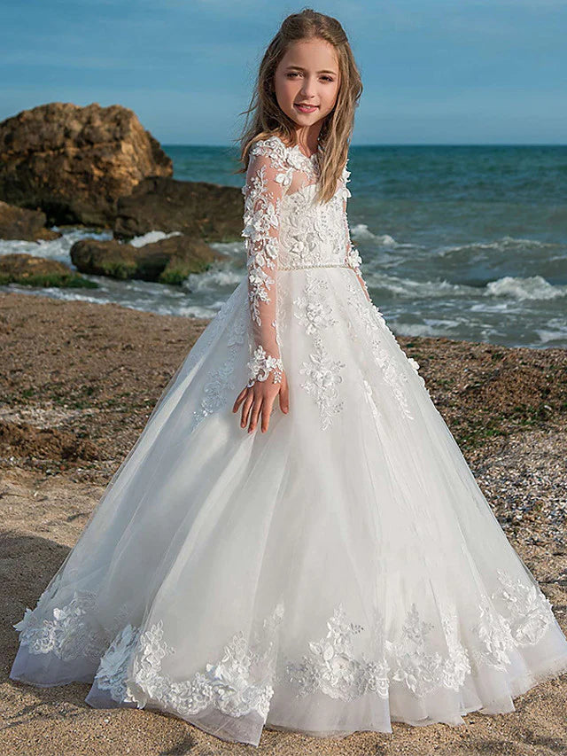 White Long Sleeve Dress Kids Girls White Lace Long Sleeve Special Occasion Dress CHK214 White Long Sleeve Dress Kids Girls White Lace Long Sleeve Special Occasion Dress CHK214