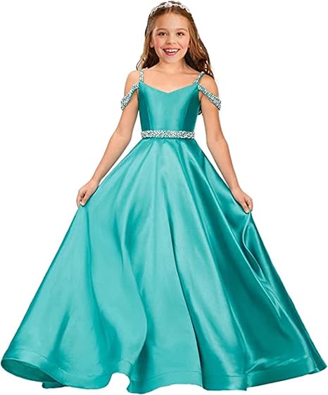 Kids Red Satin Princess Prom Dress CHK225