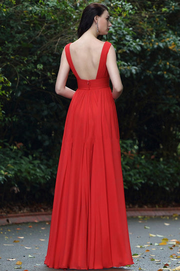 EBD007 V-neck Red Wedding Formal Dress