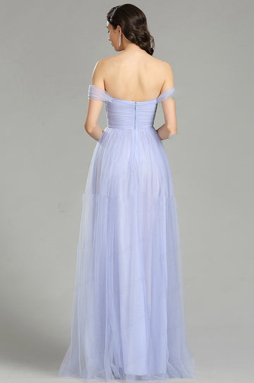 EBD008 Off The Shoulder Lilac Wedding Guest Dress