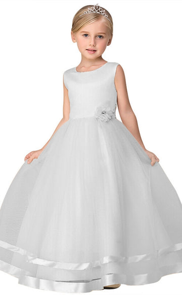 White Tulle Princess Children's Prom Dress FGD237