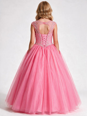 Pink Tulle Princess Teen Prom Dress (FGD297)