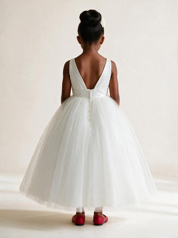Ivory Tulle Little Girl Flower Girl Dress(FGD451)
