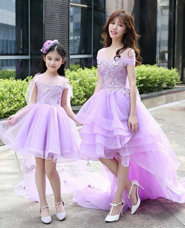 Lilac High Low Mommy-Daughter Matching Prom Dress FGD469