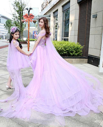 Lilac High Low Mommy-Daughter Matching Prom Dress FGD469
