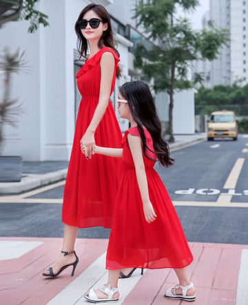 One Shoulder Red Short Mommy-Daughter Matching Prom Dress FGD480