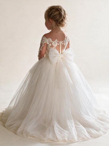 Long Sleeve Toddlers Ivory Flower Girl Dress BDFGD512