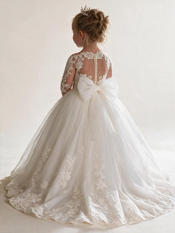 Long Sleeve Lace Toddlers Princess Flower Girl Dress BDFGD515