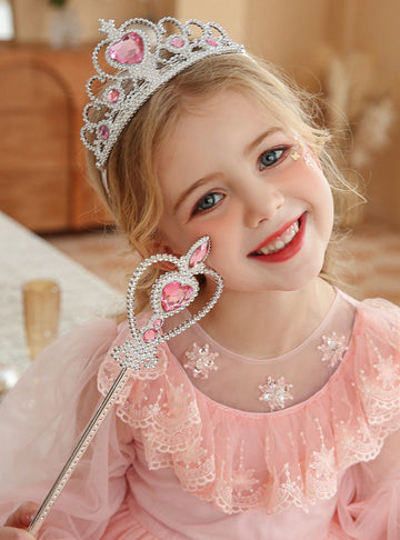Kids Crown Headwear,  Hair Accessories Set Gifts, Frozen Princess Girl Crown & Magic Wand HP020