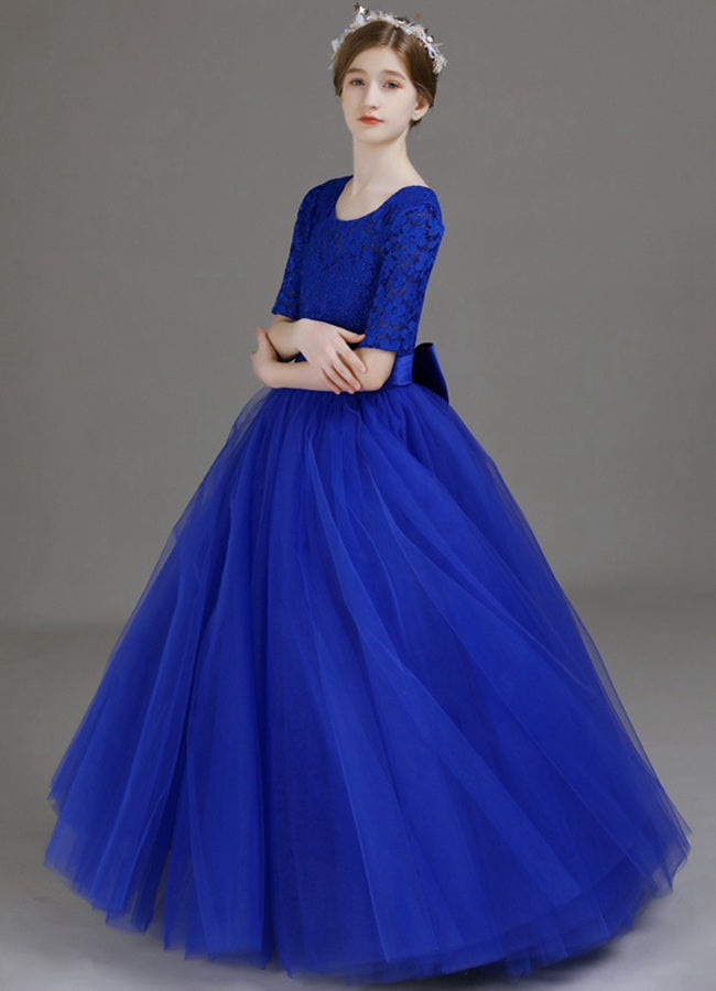 Royal Blue Lace Child Bridesmaid Dress JFGD032