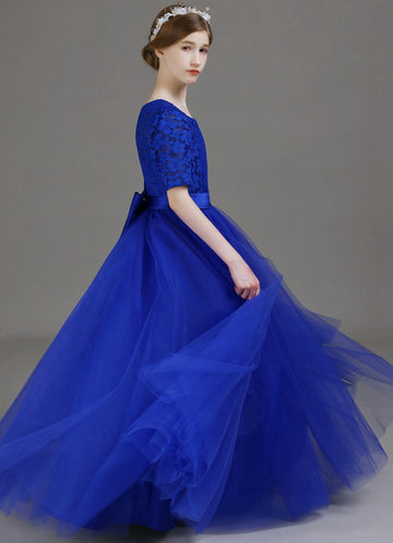 Royal Blue Lace Child Bridesmaid Dress JFGD032