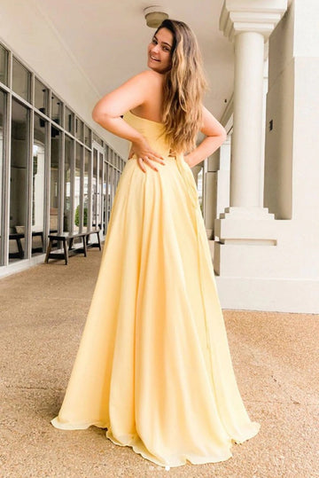 Junior Yellow Chiffon Princess Plus Size Prom Dress JTB017