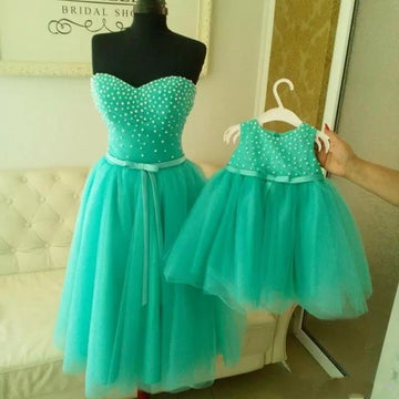 Green Short Mommy-Daughter Matching Prom Dress MGD007