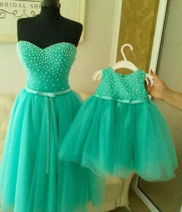 Green Short Mommy-Daughter Matching Prom Dress MGD007
