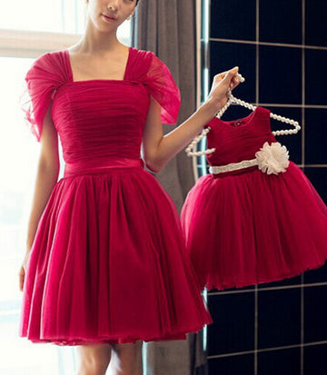 Red Short Mommy-Daughter Matching Prom Dress MGD010