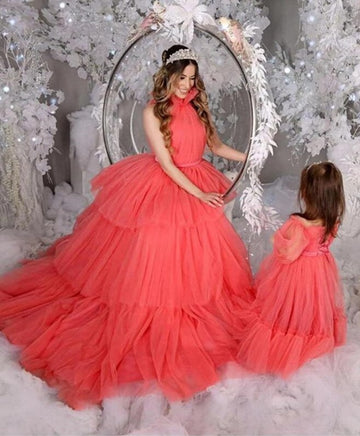 Watermelon Mommy-Daughter Matching Prom Dress MGD018