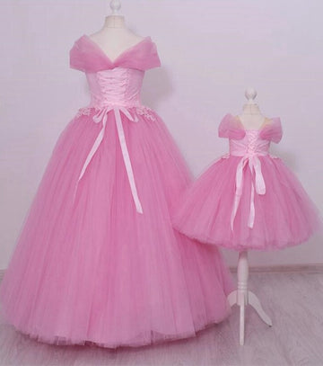 Pink Mommy-Daughter Matching Prom Dress MGD021