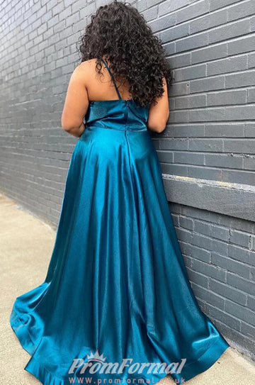 Ink Blue Satin Plus Size Prom Dress PSD153