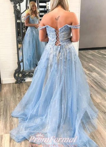 Light Blue Lace Plus Size Prom Dress PSD155