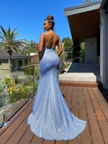 Light Blue Sexy Mermaid Evening Dress PXH030