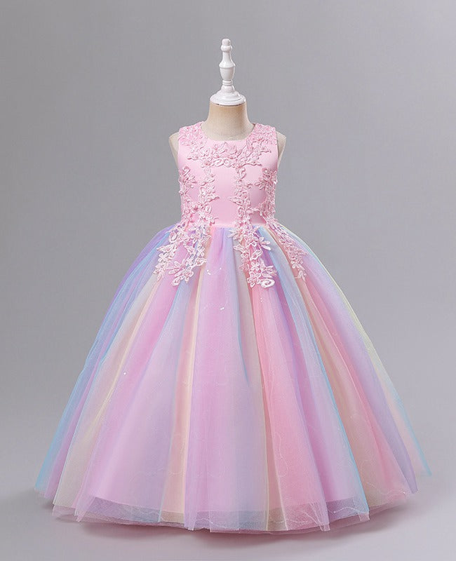Princess Girls Rainbow Dress for Party TXH093