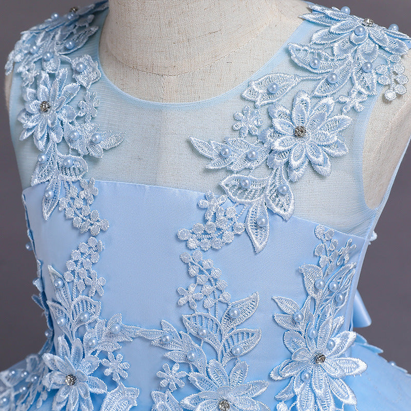 Light Blue Ball Gown Lace Girls Prom Dress TXH091