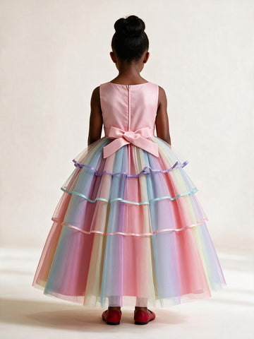 Cute Girls Party Rainbow Dress TXH094